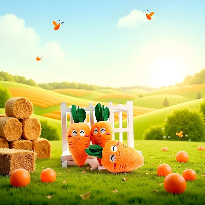 1Pc Orange Carrot Dog Toys, Cute Carrot Plush Chew Squeaker Sound Pet Puppy Supplies Plush Dog and Cat Toys with Multi-Squeaks, Carrot Dog Toy(This product is not suitable for children under 12)