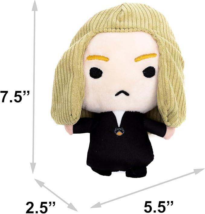 Buckle-Down The Wizarding World of Harry Potter Squeaky Plush Dog Toy for Large, Medium & Small Dogs, Lucius Malfoy Standing Charm Full Body Pose, 2.5" x 5.5"