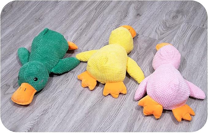 Squeaky Duck Dog Toys Pet Comfort Toy with Quack-Quack Accompany to Sleep Stuffed Toy for Small Dogs and Cats (Green, Large Size)