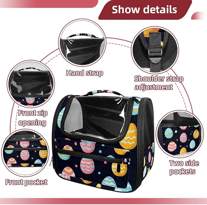 Easter Symbol (2) Cat Backpack Carrier, Large Pet Backpack for Medium Small Dog Cat Puppy Kitty Bunny