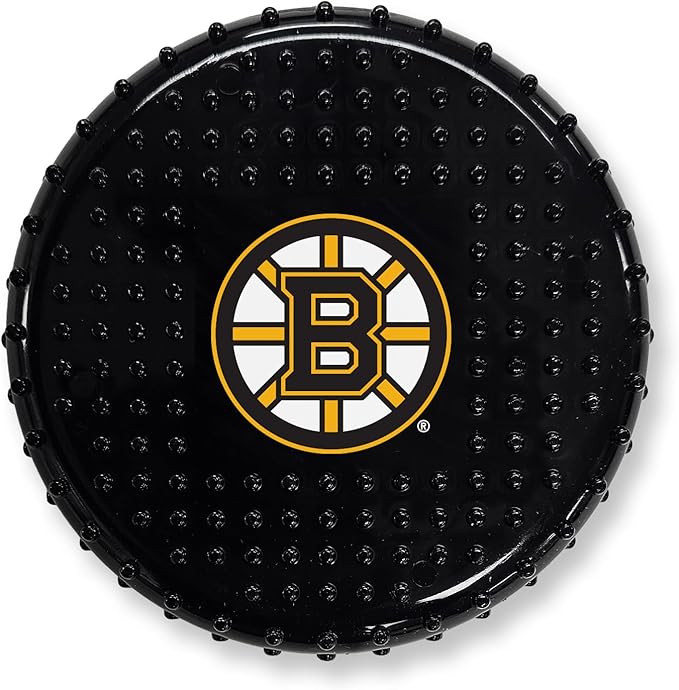 Pets First NHL Boston Bruins Hard-Nylon Bacon-Flavored Hockey-Puck Chew Toy, Indestructible Dog and Cat Chewy Toy, Tug, Fetch Toy, Sporty Fun Toy for Dogs