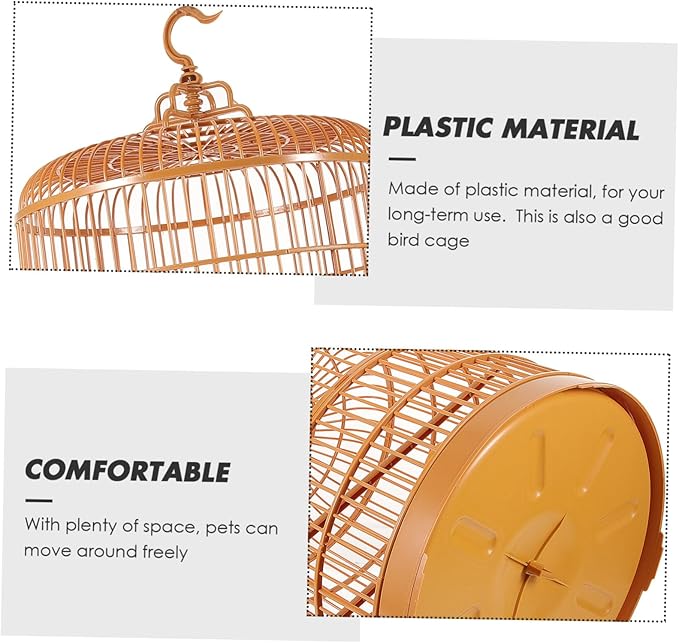 VANZACK Plastic Hanging Bird Cage Round Shape Durable Small Animal Cage Decor for Parrots and Parakeets Door Stylish Design Suitable for Pet Birds and Gifts