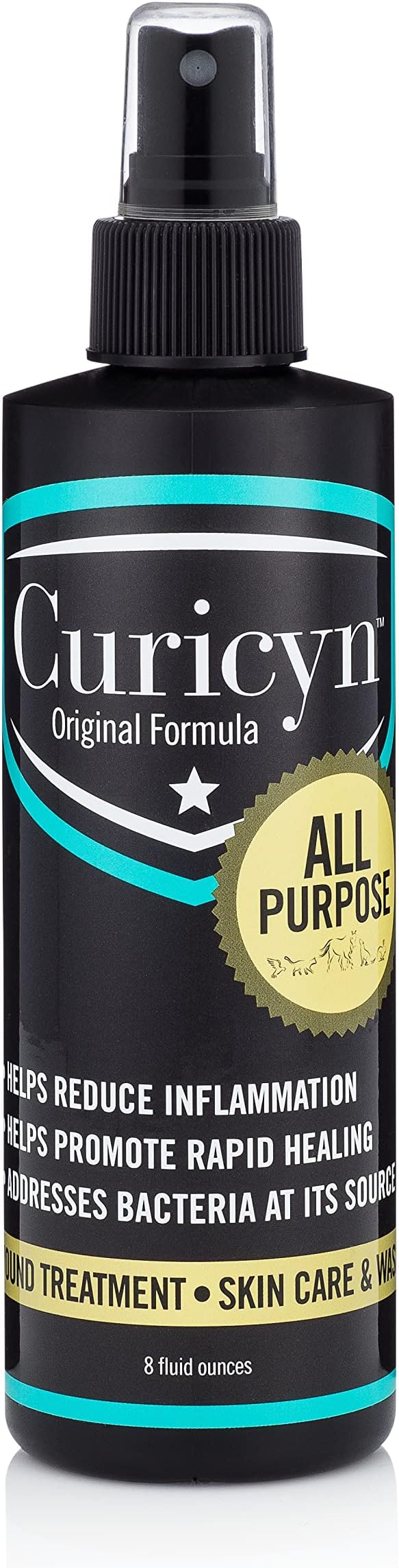 Curicyn Wound Care for Dogs, Cats & Livestock 8oz - All Natural, Fast Acting Wound Care for Pets, Safe Wound Care for Cats - Works on Varied Ailments, Easy Application Spray Bottle