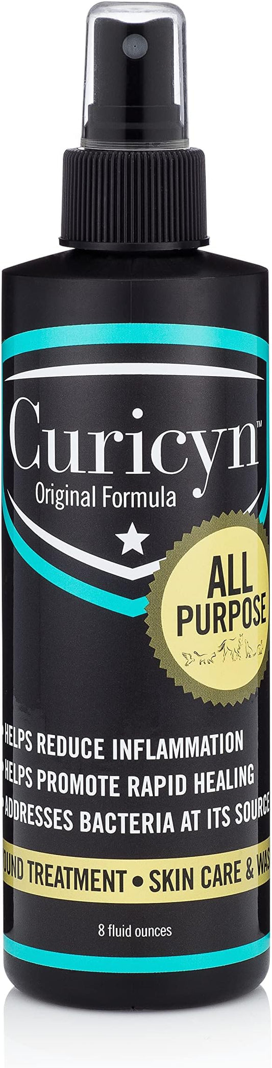 Curicyn Wound Care for Dogs, Cats & Livestock 8oz - All Natural, Fast Acting Wound Care for Pets, Safe Wound Care for Cats - Works on Varied Ailments, Easy Application Spray Bottle