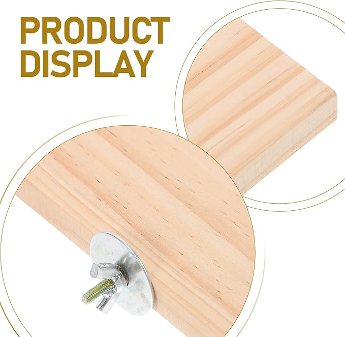 Wood Perch Stand Platform for Parrot and Small Pets, Rectangular Bird Cage Accessory, Natural Wood Exercise for Hamster, Chinchilla, Squirrel,