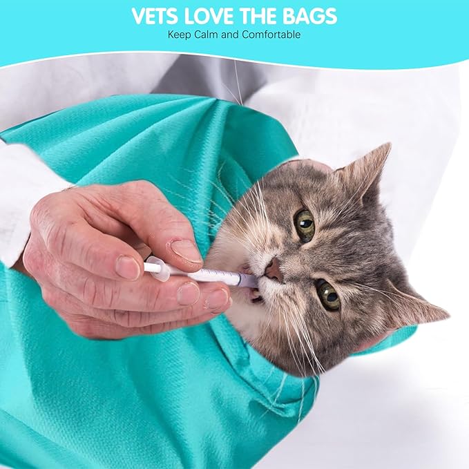 Cat Carrier Pouch,Cat Pouch Cozy Comfort Carrier,Anti-Scratching CatCarrier PouchBag Nail Trimming,Large CatCarrier Restraint Bag for Medication,Administration,Grooming, 2 PCS