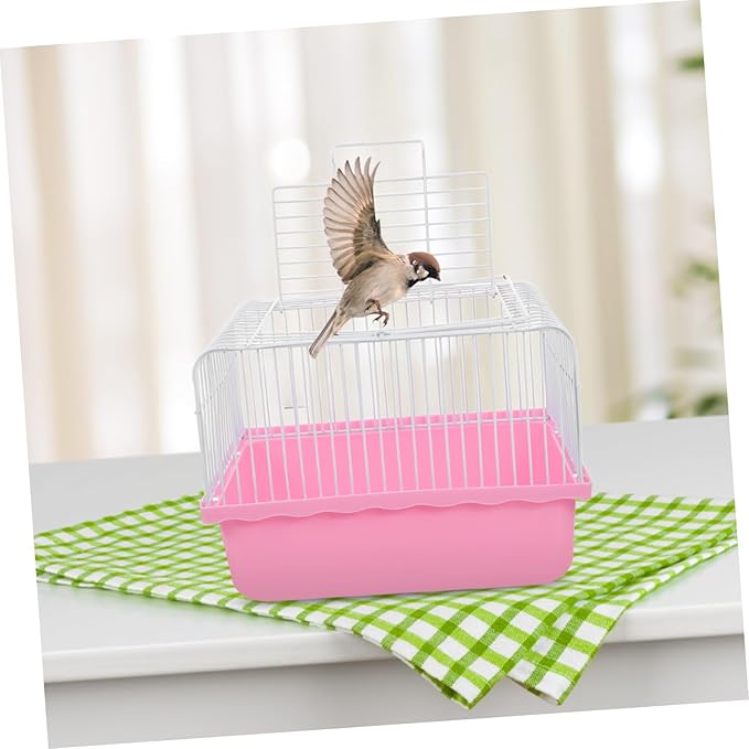 Happyyami Portable Bird Carrier Cage for Small Animals Lightweight and Plastic Birdcage Transparent Window for Lovebirds Parakeets and Cockatiels
