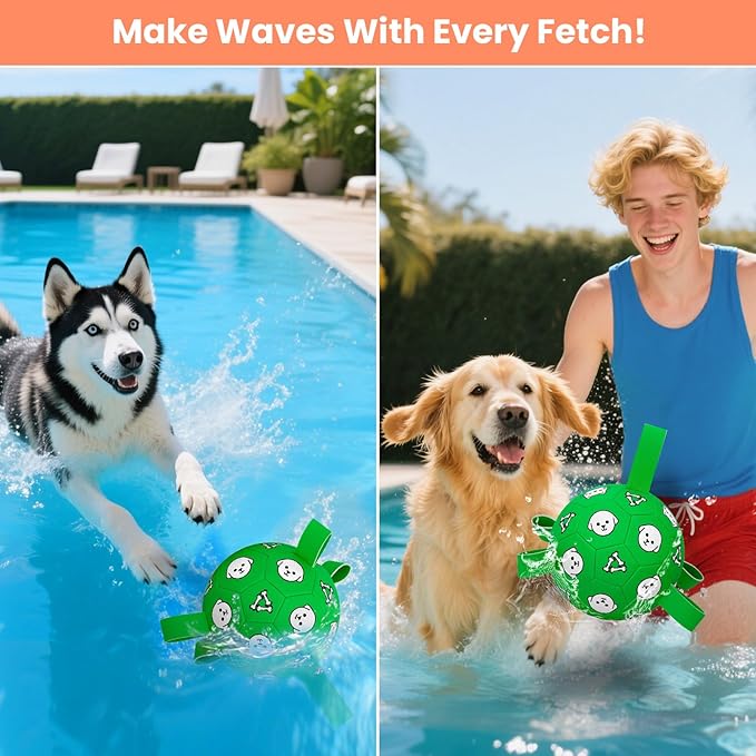 Dog Soccer Ball with Straps - Durable Jolly Ball for Dogs, Large Soccer Ball for Dogs, Dog Toys for Medium Dogs, for Pet Birthday, Outdoor Indoor Play Training Exercise