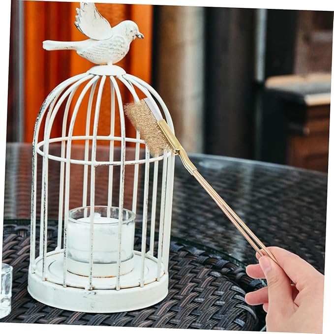 POPETPOP 1set Bird Cage Cleaning Brush with Handle Steel and Copper Wire Bristles for Deep Cleaning Nests Platforms and Accessories