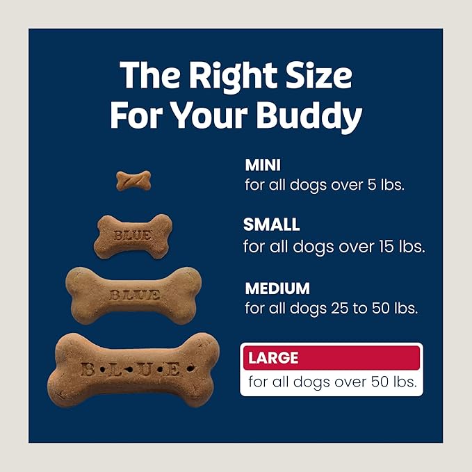 Blue Buffalo Bones Natural Crunchy Dog Treats Large Dog Biscuits Beef, 16oz. Bag, 4 Count
