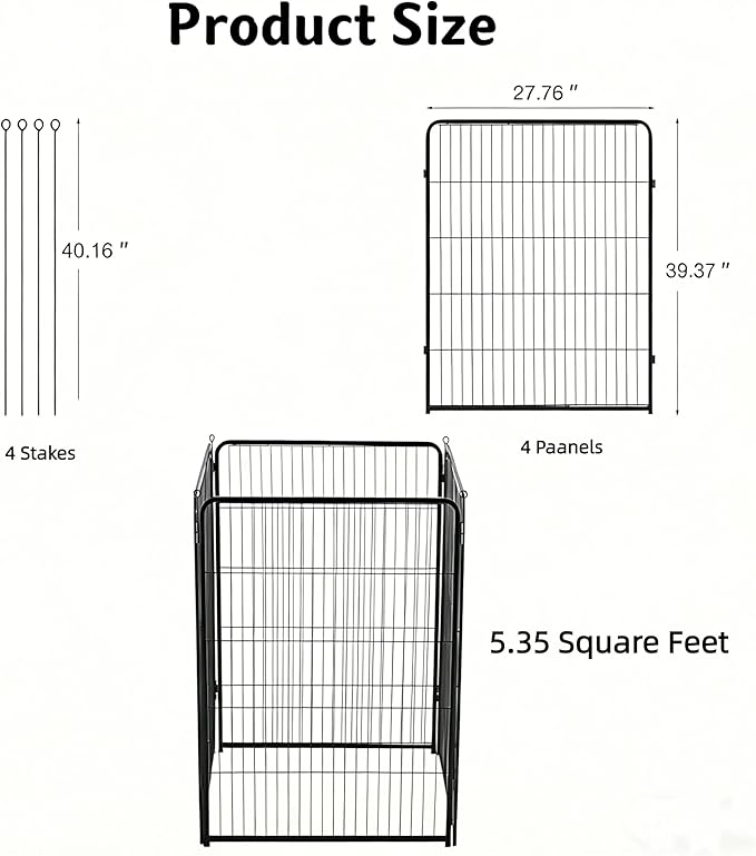 Simple Deluxe Dog Playpen Outdoor Indoor, 40 Inch 4 Panels Dog Fence for Small Dogs Puppy, Perfect Dog Pen for Camping, Yard, RV, Garden Fence, Black