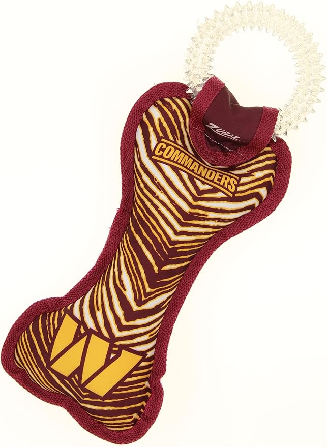 Zubaz NFL Team Logos and Colors Ring Tug Toy with Squeaker for Dogs, Washington Commanders