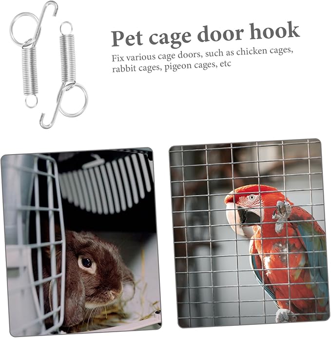 FRCOLOR 30pcs Cage Door Spring Hook High Elastic Material Feeder Hanger for Pigeon Quail and Bird Cages Easy to Install Secure Locking