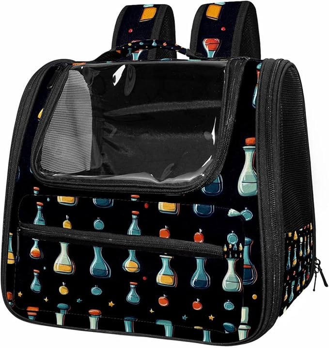 Portable Travel pet Backpack Carrier Hamster Bag Small Dog cat Carrier Breathable Hang Bag, Chemistry Science Laboratory (11)
