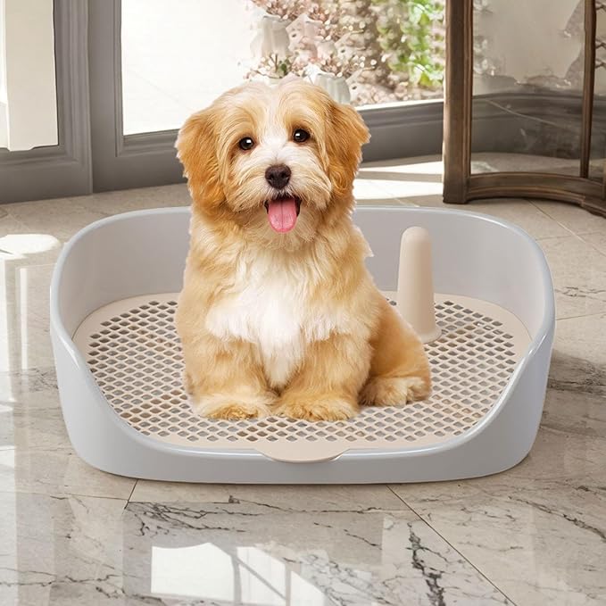 Litter Tray Pet Kitten Toilet Training Potty Pet Litter Pan Portable Design Anti Splashing Function Suitable for Small Animal Indoor Outdoor, Gray 40x30x11cm