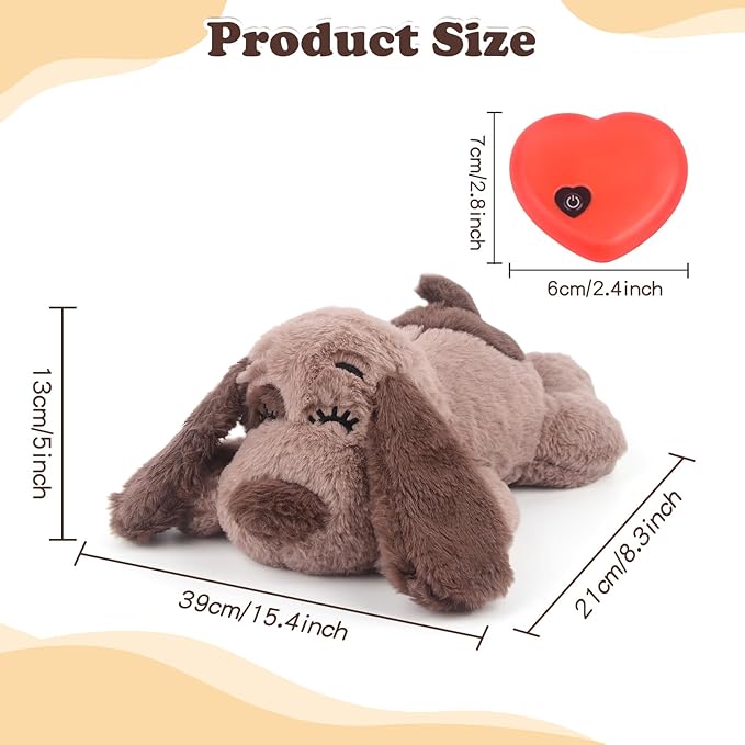 BEVERLYSHARK Beverly Shark Puppy Heartbeat Toy Dog Anxiety Relief Calming Aid Puppy Heartbeat Stuffed Animal Behavioral Training Sleep Aid Comfort Soother Plush Toy for Puppies Cats