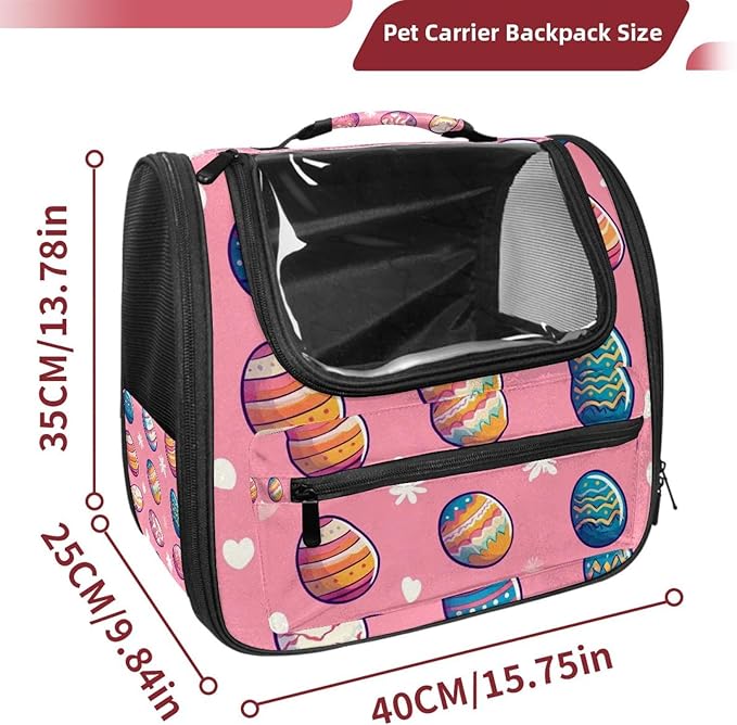 Portable Travel pet Backpack Carrier Hamster Bag Small Dog cat Carrier Breathable Hang Bag, Eggs for Easter (2)