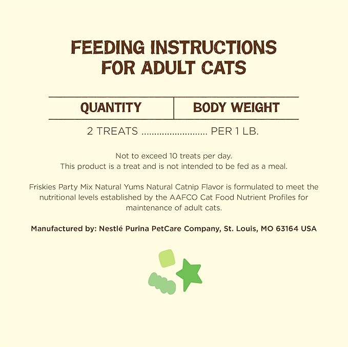 Purina Friskies Party Mix Cat Treats (Natural YUMS Catnip, 2.1 Ounce (Pack of 6))