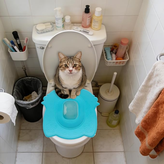 Pet Training System - Feline Bathroom Conversion Set, Adjustable Seat Insert Program with Progressive Removal Design, Reducing Guidance Feature, Ideal for Cat Owners Small Spaces Camper Living Re