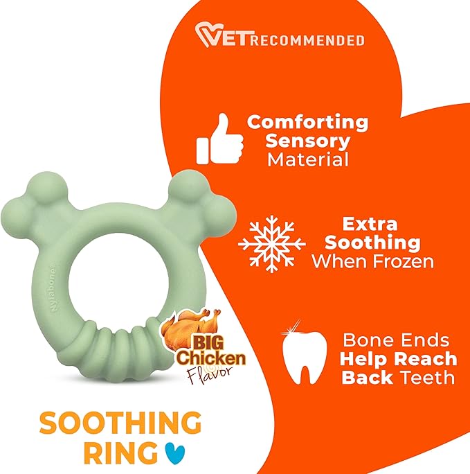 Nylabone Sensory Material Soothing Puppy Chew Toy Ring, Toys for Teething Puppies, Chicken Flavor, Small - Up to 25 lbs, 1 Count