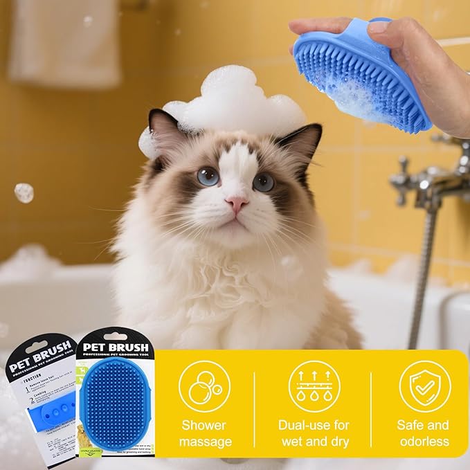 Pet Hair Remover 3-in-1 Kit: 24" 4-in-1 Multifunctional Deshedding Brush, Grooming Glove & Silicone Brush for Effective Dog Cat Hair Removal on Furniture, Car, Window Screen