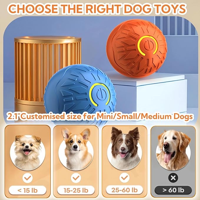 Interactive Dog Toys Dog Balls,Durable Motion Activated Automatic Rolling Ball Toys for/Small/Medium Dogs（Blue