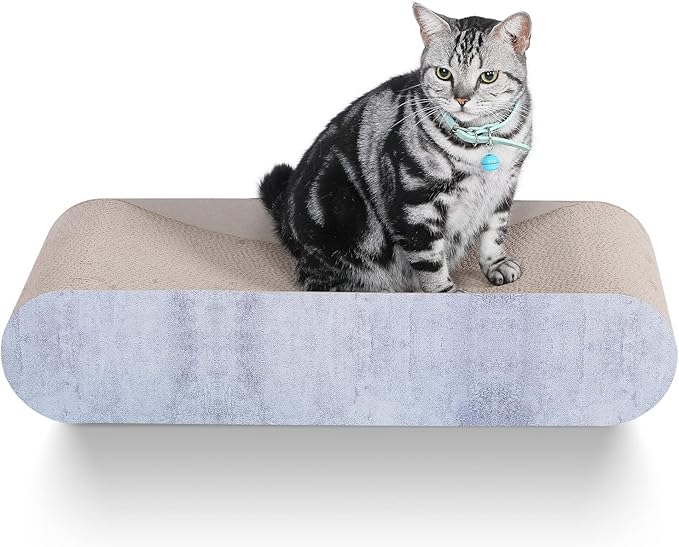 FluffyDream 2 in 1 Cat Scratcher Cardboard Lounge Bed, Cat Scratching Post, Durable Board Pads Prevents Furniture Damage,Large (Reversible Grey)