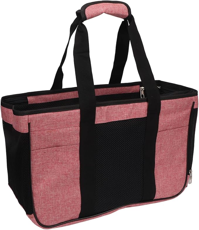 Cat Carrier Breathable Prevent Escape, Portable Cat Travel Carrier for Small Animals, Soft Cat Bag with Adjustable Shoulder Strap, 2 Storage Pockets for Pet Toys and Food, Ideal fo (Pink with Black)