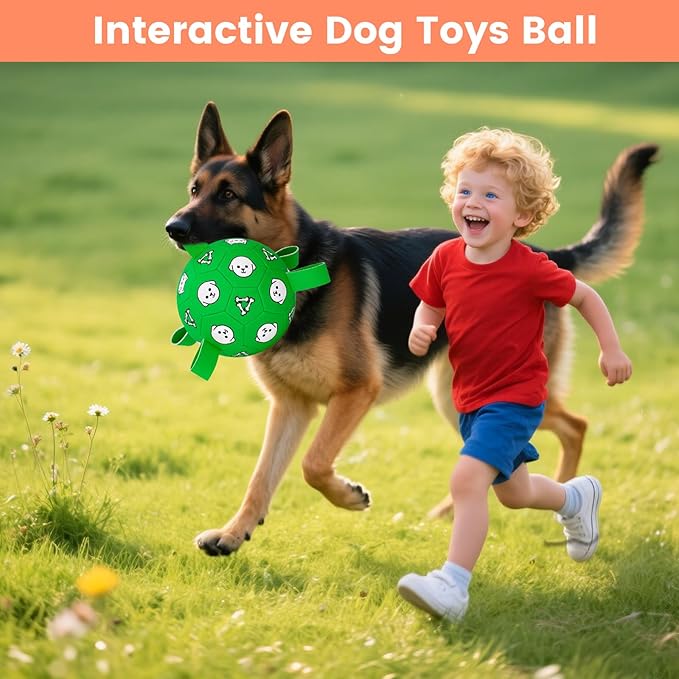 Dog Soccer Ball with Straps - Durable Jolly Ball for Dogs, Large Soccer Ball for Dogs, Dog Toys for Medium Dogs, for Pet Birthday, Outdoor Indoor Play Training Exercise