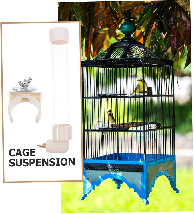 HEMOTON 1set Automatic Parrot Drinking Device and Water Feeder External Bottle for Small Animals Easy Installation Space-Saving Design for Pet Bird Cages