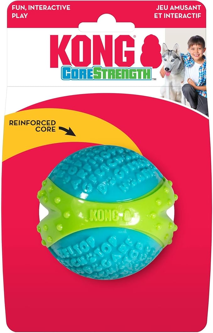 KONG CoreStrength Ball - Dog Dental Chew Toy - Durable, Multi-Layered Dog Toy for Enrichment Play & Dental Care - with Textured Body for Teeth Cleaning - for Large Dogs