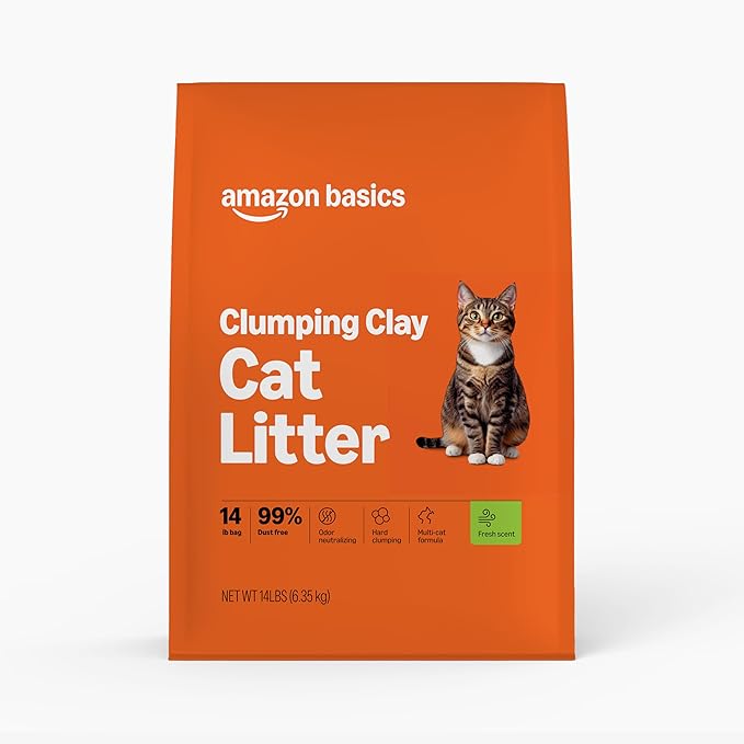 Amazon Basics Clumping Cat Litter, Fresh Scent, Hard Clumping Formula, 99% Dust Free, 14 lb Bag