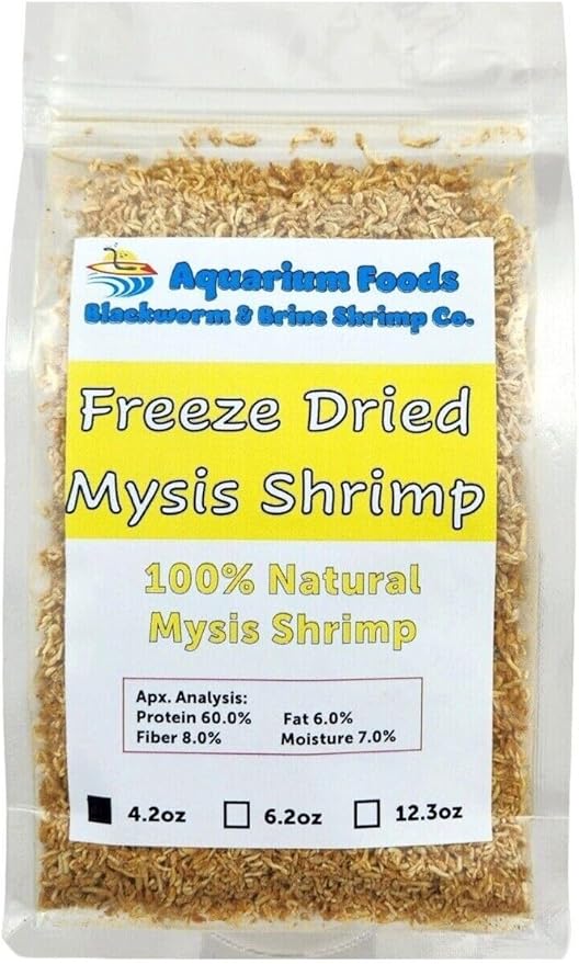 Mysis Shrimp, Floating Freeze Dried Mysis Shrimp for Marines, Corals, Anemones, All Tropical Fish, Cichlids, Discus, Tetras, Goldfish, Catfish, Koi & Pond Fish - 4.2oz Clear Bag