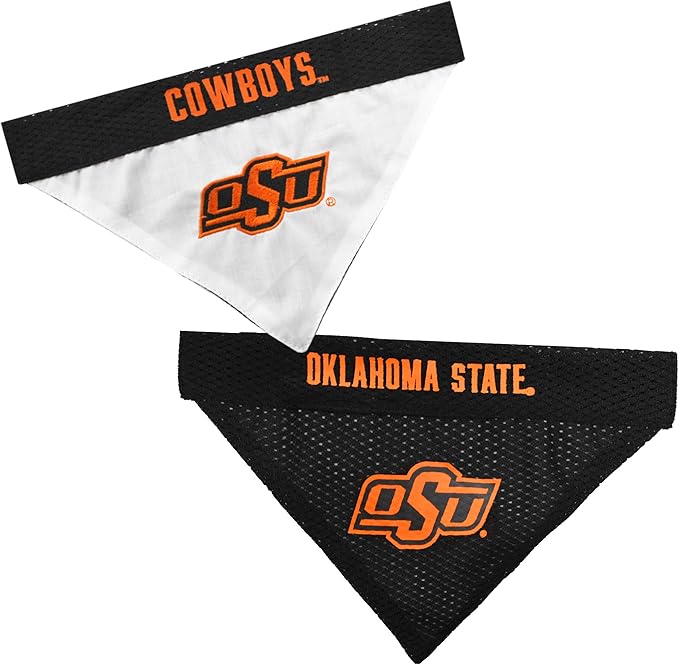 Pets First Collegiate Pet Accessories, Reversible Bandana, Oklahoma State Cowboys, Small/Medium