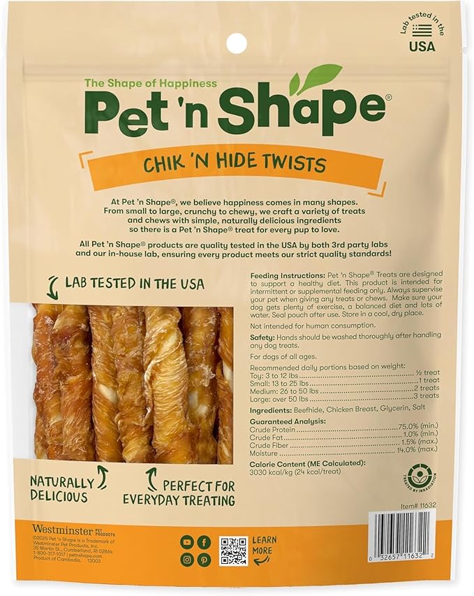 Pet 'n Shape Hide Twists – Chicken Wrapped Rawhide Dog Treats - Small Twist - 2 Pounds
