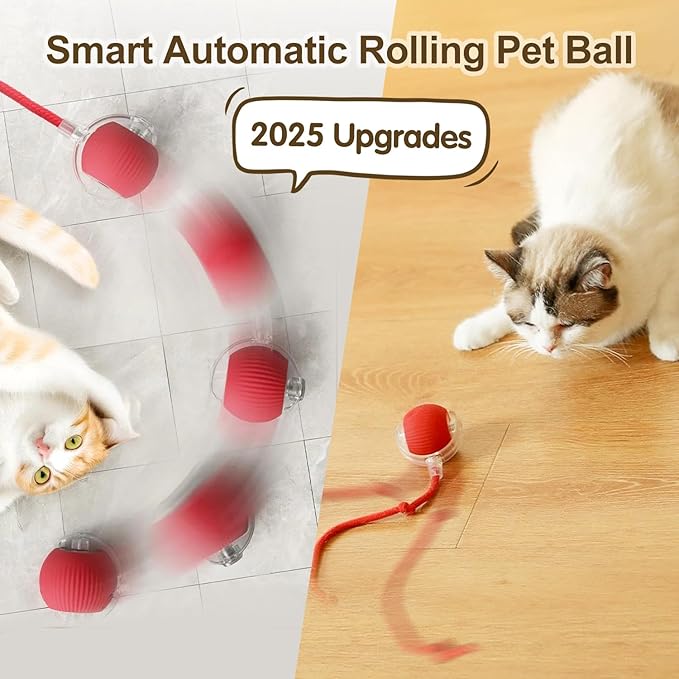 ROWPOZ Interactive Rolling Cat Dog Ball, 2025 Upgraded Automatic Dog Toy Interactive Cat Toys 360° Smart Rolling Ball Toy Electric Balls for Dog/Cat (Green)
