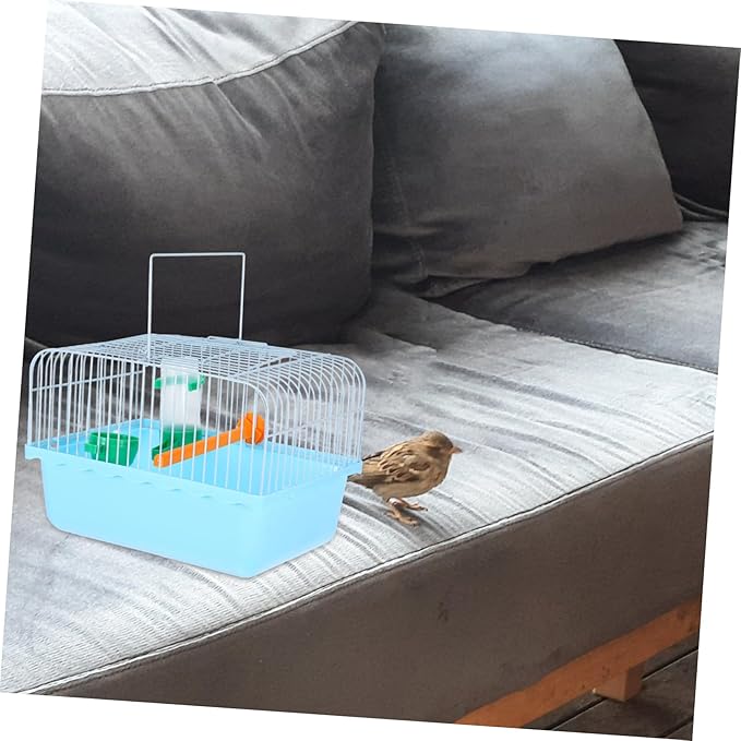 BESPORTBLE Portable Bird Cage for Lovebirds Spacious Carrier with Perch Food Box and Waterer for Travel Construction for Pet Transport