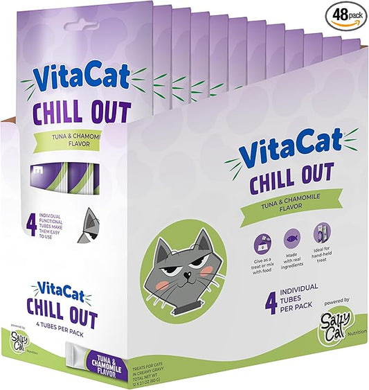 Salty Cat VitaCat Chill Out Natural Creamy Tuna & Pumpkin Functional Tube Treats for Cats, 15g (12 Pack)