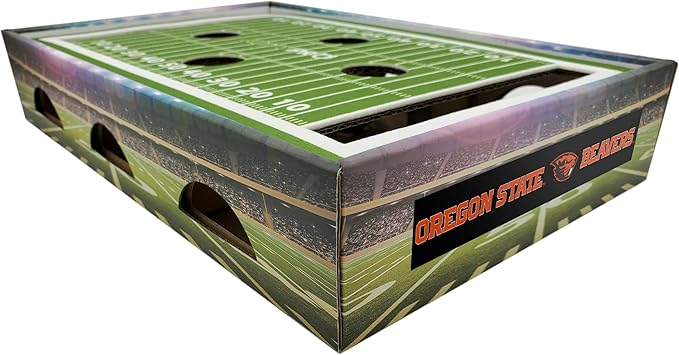 Pets First NCAA Oregon State Beavers Cat Scratcher Box, Game Day Cat Toy, NCAA Football Field Designed Cat Scratcher and Lounge, Stimulating Cat Game