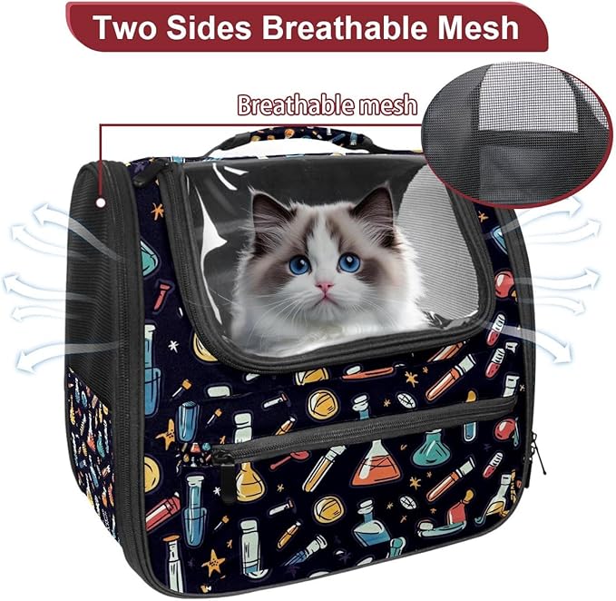 Chemistry Science Laboratory (2) Cat Backpack Carrier, Breathable Cat Carrier Large Space Bubble Pet Backpack for Kitty Small Dog
