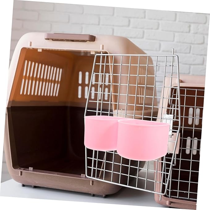 Double Dog Cat Bowl Pet Hanging Feeder Crate Bowl Holder Parrot Pigeon Bird Cage Portable Dog Water Feeder