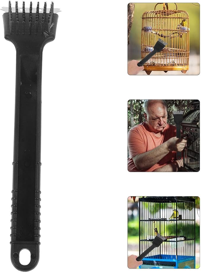 Milisten Handle Birdcage Cleaning Brush Reusable Stainless Steel Tool for Easy Bird Cage Cleaning Non-Shedding Bristles for All Cage Types and Convenient
