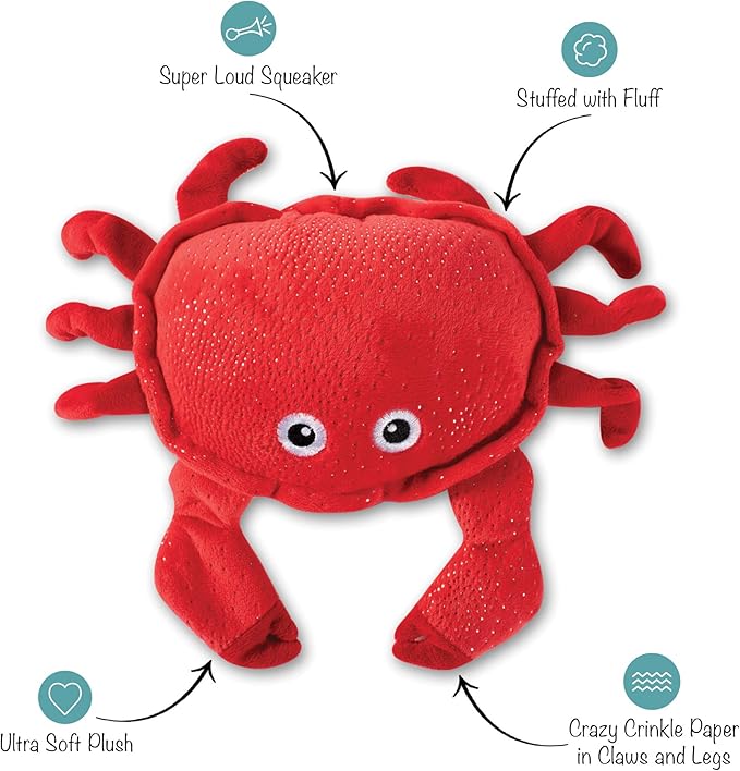 Fringe Studio Squeaker Pet Toy, Crab (289647) Medium