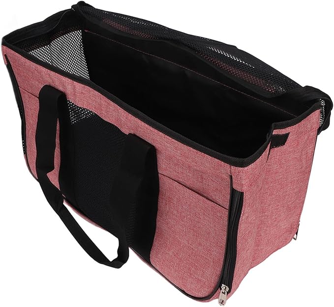 Cat Carrier Breathable Prevent Escape, Portable Cat Travel Carrier for Small Animals, Soft Cat Bag with Adjustable Shoulder Strap, 2 Storage Pockets for Pet Toys and Food, Ideal fo (Pink with Black)