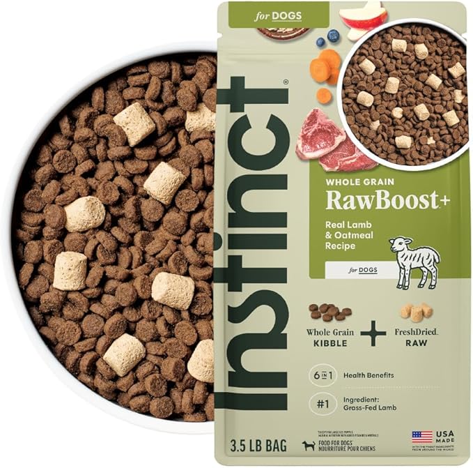 Instinct RawBoost, Natural Dry Dog Food with Freeze-Dried Pieces, Whole Grain Recipe - Real Lamb & Oatmeal, 3.5 lb. Bag