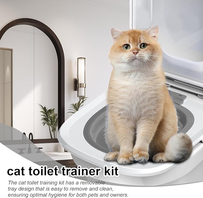 Cat Toilet Training Kit - Poratble Cat Toilet Cleaning Trainer, Eco-Friendly Toilet Litter Box Trainer | Reusable Sand Box Cat Trainer, Easy to Use Cat Toilet Trainer for Hygienic Pet Cleaning
