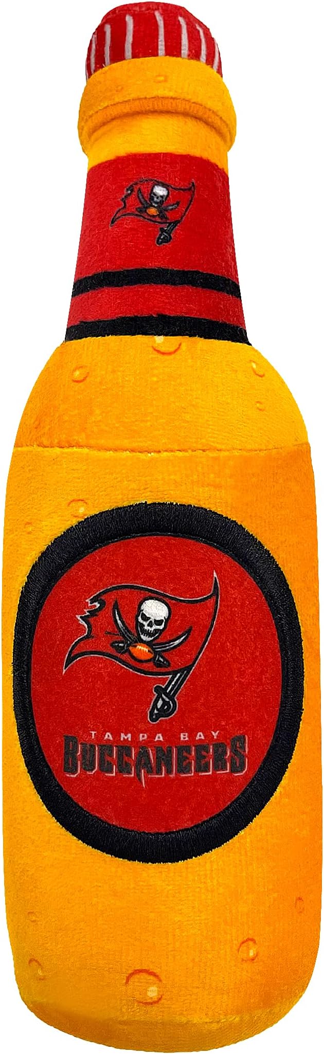 NFL Tampa Bay Buccaneers Beer Bottle Plush Dog & CAT Squeak Toy - Cutest Stadium SODA Bottle Snack Plush Toy for Dogs & Cats with Inner Squeaker & Beautiful Football Team Name/Logo