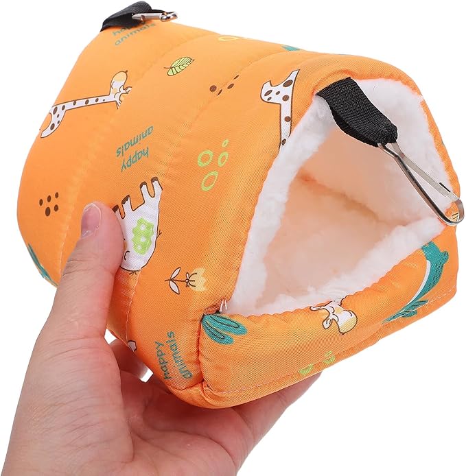 Healifty Parrot Cotton Nest Small Animal Hanging Hammock Winter Warm Lint Bed 16x13x16cm Yellow for Hamster Bird Cage Cozy Resting House