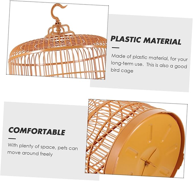 Toyvian Decorative Hanging Plastic Bird Cage for Small Animals Round Shaped Multi Functional Pet Cage for Parakeets Hamsters Small Parrots and Stylish Design