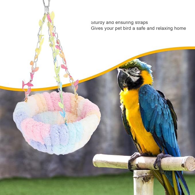 Bird Hanging Hammock, Plush Warm Bird Swing Bed Bird Cage Accessory for Parakeets Budgie Conure Cockatiel